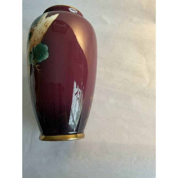 Vintage House of Global Art Hand Painted Crane Vase Signed - Picture 4 of 5